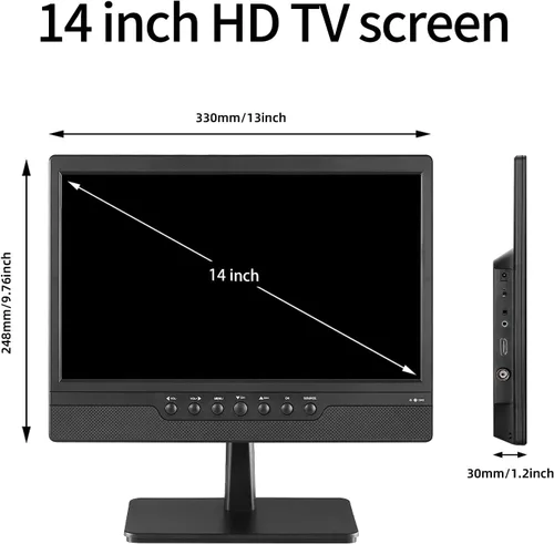 Miniatura 4 de othoig Televisor portátil pequeño de 14 pulgadas con batería recargable - Sintonizador digital ATSC - Antena - y ranura de entrada USB/HDMI/AV