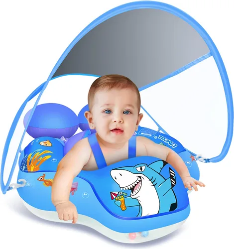 Miniatura 12 de LAYCOL - Flotador de natación para bebé con toldo solar FPU 50+ para piscina, no se voltea, para bebés de 3 a 36 meses Azul