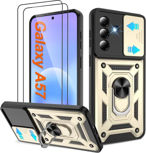 Miniatura 89 de ATUMP Funda para T-Mobile Revvl V Plus 5G con protector de pantalla HD con cubierta de cámara deslizante, soporte de anillo de rotación de 360° Negro