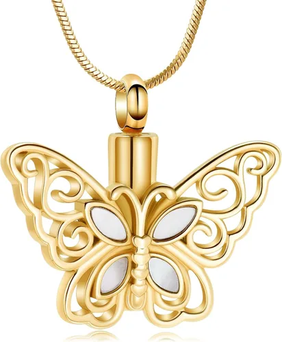 Miniatura 65 de Minicremation Joyas de cremación para cenizas – Collar conmemorativo de mariposa con colgante de urna para cenizas de seres queridos