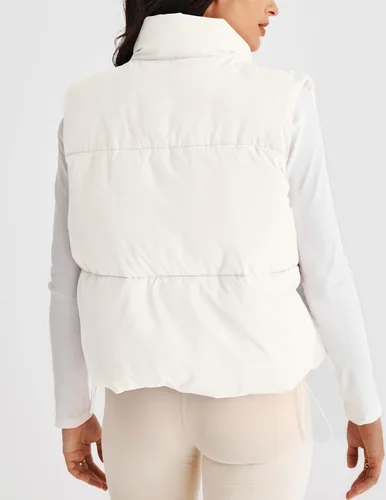 Miniatura 3 de MEROKEETY Chaleco acolchado para mujer, cuello alto, con cremallera, sin mangas, con bolsillos