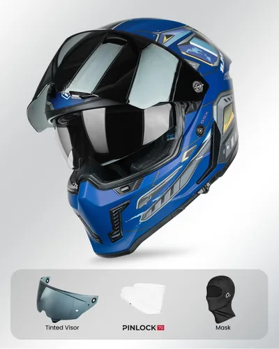 Miniatura 4 de ILM Cascos para Motocicleta para Adultos Hombres Mujeres Casco Integral DOT ECE con Visor Dual para Carreras en Calle con Pinlock Modelo MF509
