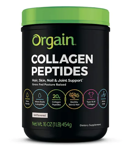 Miniatura 2 de Orgain Proteína en polvo de péptidos de colágeno hidrolizados alimentados con pasto, apto para dieta paleo y cetogénica, suplemento de aminoácidos