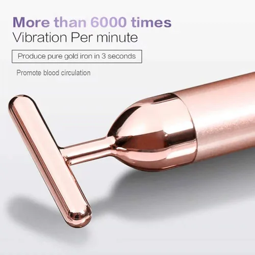 Miniatura 7 de GOODYBUY - Masajeador facial de pulso dorado de 24 quilates, con forma de T, herramientas de masaje facial para piel sensible, estiramiento firme