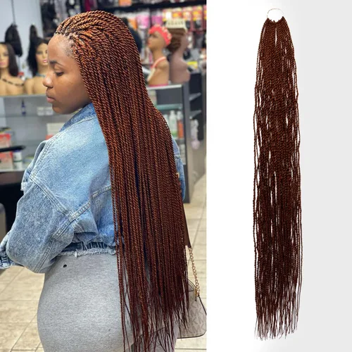 Miniatura 15 de AU-THEN-TIC Cabello senegalés con trenzas de ganchillo de 22 pulgadas, 6 paquetes de 40 mechones por paquete, extensiones de cabello de ganchillo