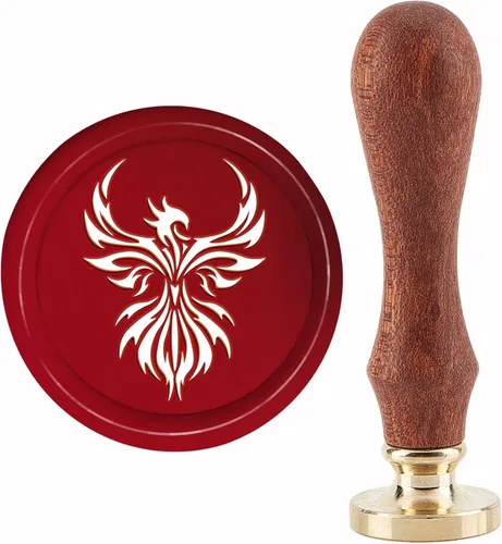 CRASPIRE Phoenix - Sello de cera de sellado vintage, 1.181 in, cabeza de latón extraíble con mango de madera para invitaciones de boda, sobres de