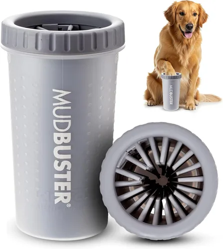 Dexas MudBuster Limpiador portátil para patas de perro, accesorio para mascotas de gran calidad premium, tamaño grande, color gris