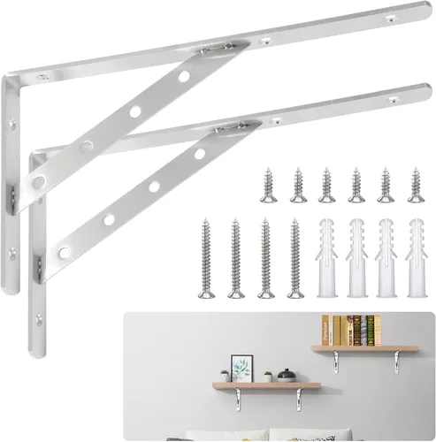 Miniatura 9 de Soportes sólidos para estantes de 8 pulgadas, soportes en L resistentes, soporte de ángulo de acero inoxidable, carga máxima de 440 libras, paquete