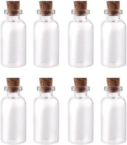 Miniatura 5 de Minitarros de vidrio transparentes, botellas con tapón de corcho para manualidades, proyectos, decoración y recuerdos de fiestas. Tamaño: 1-1/2