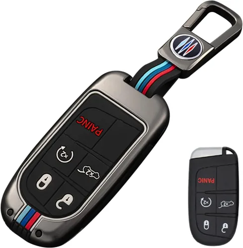 Miniatura 16 de Funda protectora de metal para llavero con llavero para Chrysler 300C Jeep Grand Cherokee 2011-2016 COMPASS 2011-2019 Cromo 3 Botones