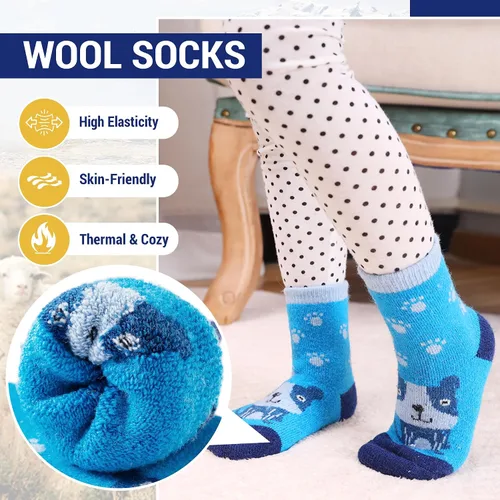 Miniatura 39 de Eocom 6 pares de calcetines de invierno cálidos de lana para niños y niñas