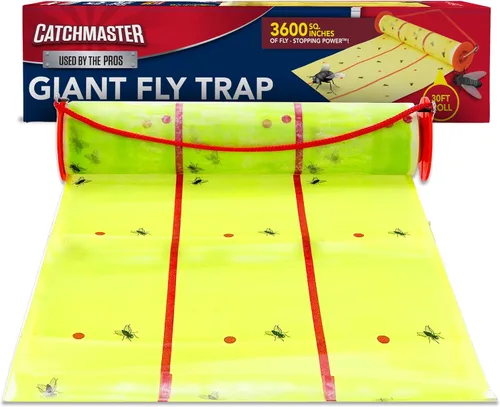 Catchmaster Trampa Adhesiva Gigante para Moscas 1 Paquete 9 Metros Cada Una, Trampas Adhesivas para Moscas al Aire Libre, Atrapador de Insectos