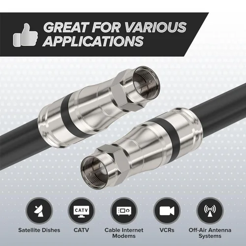 Miniatura 2 de THE CIMPLE CO Conectores de compresión para cable coaxial RG11, acopladores coaxiales para interiores y exteriores con junta tórica hermética - F81