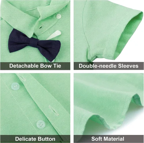 Miniatura 4 de A&J DESIGN Traje de caballero para bebé, 2 piezas, camisa y pantalones