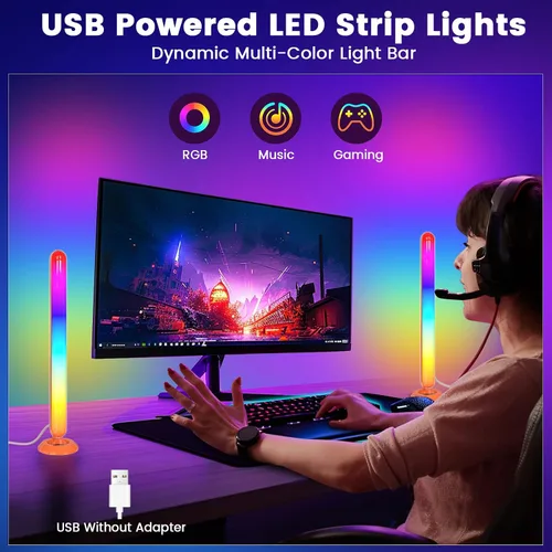 Miniatura 7 de Barras de luz LED inteligentes, retroiluminación Borllyem LEDIC+WW para TV con cuentas de luz dobles, control de aplicación, control remoto RF