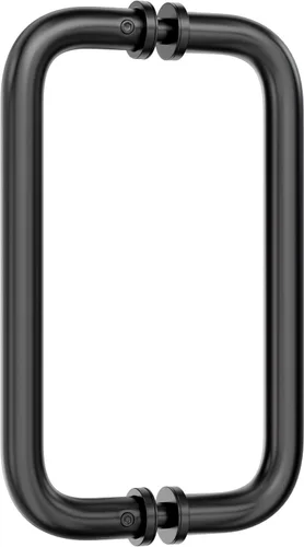 Ranbo Manija tubular de puerta de ducha CTC negra mate de 8 pulgadas, acero inoxidable 304 de 1/4 a 1/2 pulgadas de grosor y puertas de madera o