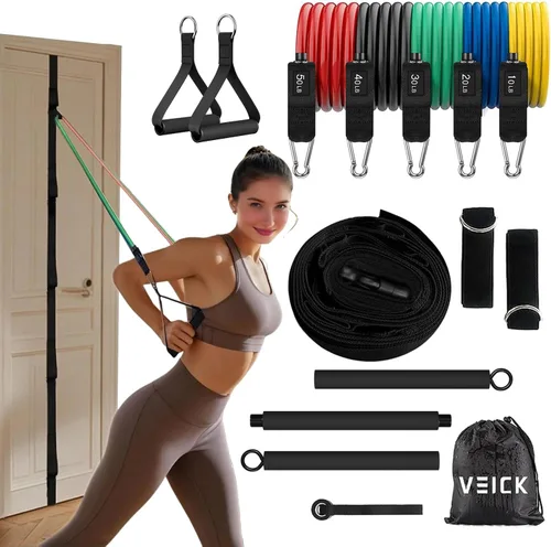 Miniatura 42 de VEICK Bandas de resistencia, bandas de ejercicio, bandas de entrenamiento, bandas de resistencia para entrenar con asas para hombres y mujeres