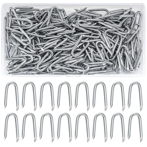 wugongshan 250 grapas de alambre de acero, grapas de alambre, clavos de acero galvanizado, clavos de sujeción resistentes en forma de U para