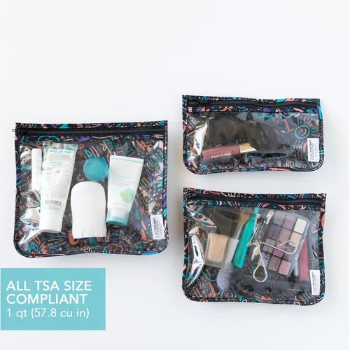Miniatura 3 de Bumkins Bolsa de viaje, artículos de tocador, bebé, bolsa aprobada por la TSA, bolsa con cremallera, tamaño de cuarto de galón, lado transparente