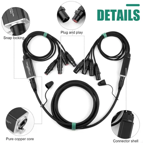 Miniatura 5 de Extensor de cable de audio serpiente de 4 canales XLR a Ethercon RJ45 CAT5/CAT6 para grabación de iluminación de sonido de escenario en vivo