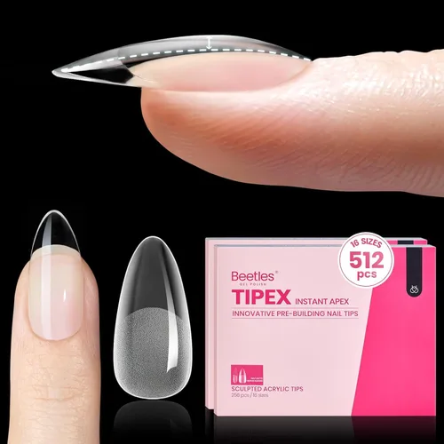 Miniatura 14 de Beetles Tipex - Uñas postizas con ápice instantáneo, 192 uñas, preconstruidas y pregrabadas, largas, cuadradas, fuertes y gruesas, uñas postizas a