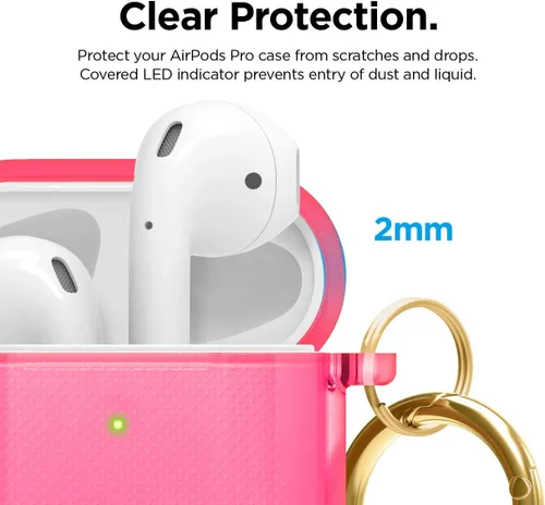 Miniatura 4 de Elago - Funda con llavero para audífonos AirPods 1 y 2 de Apple Rosado neón