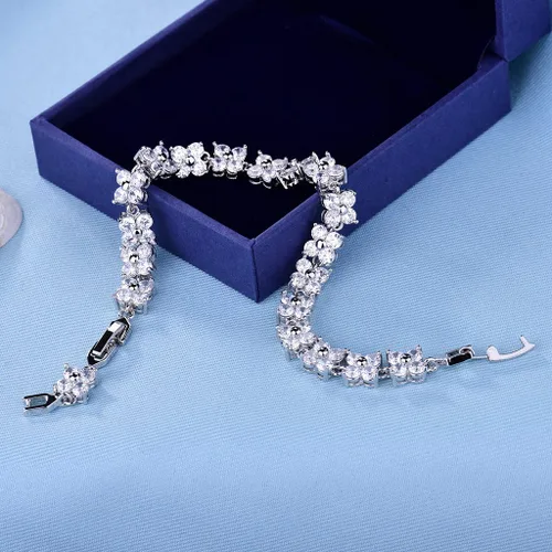 Miniatura 15 de GULICX - Pulsera de tenis con cristales de Swarovski y cristales redondos chapados en oro