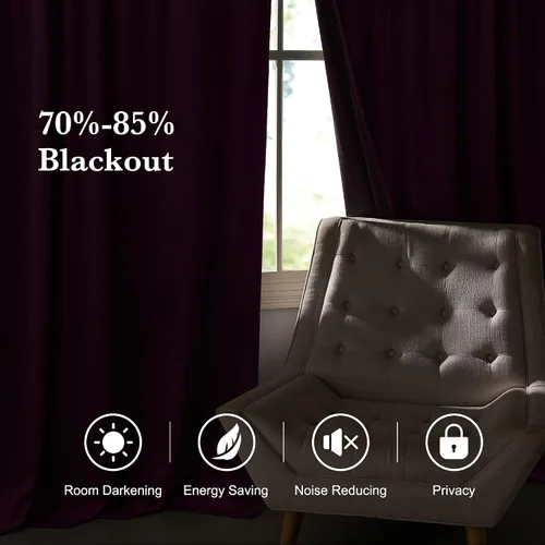 Miniatura 210 de RYB HOME Cortinas opacas de terciopelo para dormitorio, aislamiento térmico, privacidad, luz solar, bloqueo de calor, cortinas lujosas con bolsillo