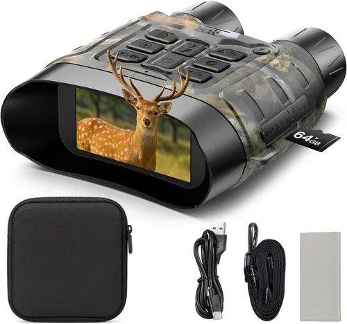 Miniatura 9 de Gafas de visión nocturna 4K, prismáticos de visión nocturna de 48 MP con zoom 10X y batería de 5000 mAh, tarjeta de 32 GB incluida, visión Verde