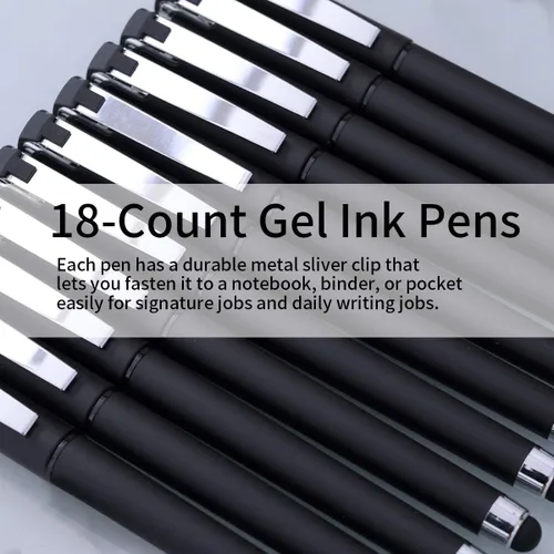 Miniatura 3 de MiSiBao - Bolígrafos de gel de tinta negra de 0.5mm, 2 en 1, punta media con lápiz táctil, escritura suave para oficina
