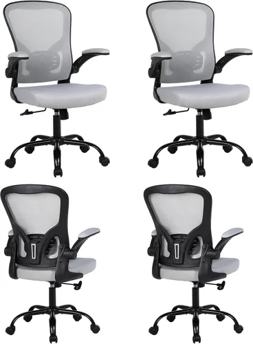 Miniatura 25 de Flysky Juego de 10 sillas ergonómicas de escritorio para oficina en casa, soporte lumbar, silla giratoria de malla transpirable para computadora