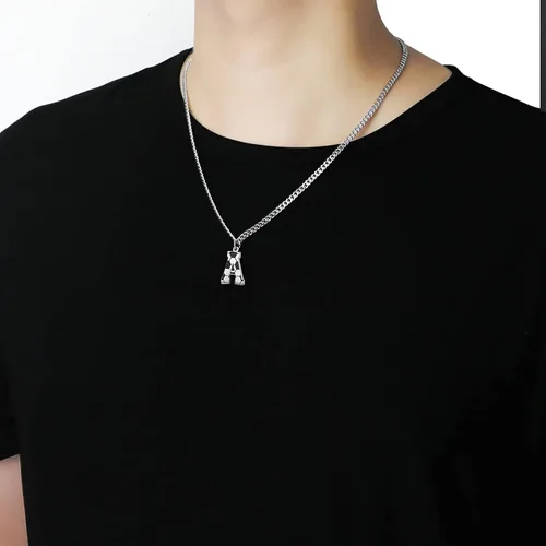 Miniatura 4 de AIAINAGI Collar de fútbol con letra A-Z para niños, dije de fútbol de acero inoxidable, cadena de plata de 22 pulgadas, regalo de fútbol