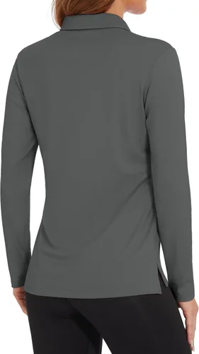 Miniatura 3 de MAGCOMSEN Camisetas tipo polo de manga larga para mujer, de secado rápido, protección solar UPF 50+, ligeras, atléticas, para tenis