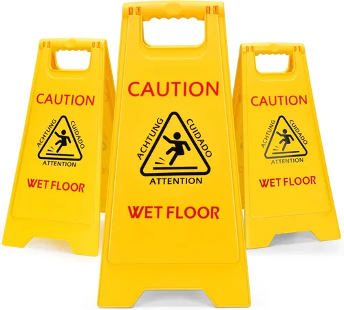 Miniatura 20 de MATTHEW CLEANING - Señales industriales de 19 pulgadas para suelo mojado, paquete de 3 letreros de advertencia multilingües de plástico corrugado