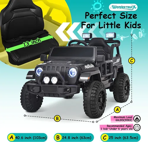 Miniatura 6 de Joywhale - camión para niños de 12V, con batería, vehículo motorizado eléctrico para niños, con control remoto, suspensión de 4 ruedas, luces LED