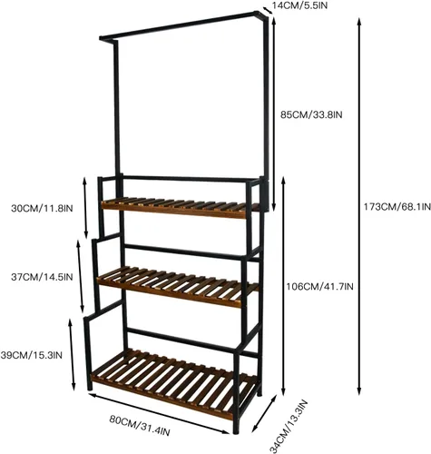 Miniatura 6 de Soporte colgante de 3 niveles para plantas interiores, estante de metal de 68 pulgadas de alto para múltiples plantas de interior, soporte grande