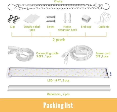 Miniatura 5 de Luz de cultivo colgante de 1.4 pies para plantas de interior, espectro completo con LED rojo de 660 nm, lámpara de cultivo T5 2020T, lámpara