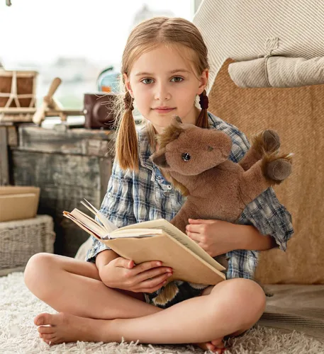 Miniatura 7 de DolliBu Fancy - Caballo marrón mentiroso súper suave, lindos animales de peluche realistas para niñas, niños, adultos, regalos de animales