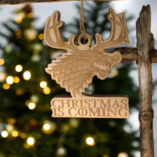 Miniatura 6 de Adorno – Se acerca la Navidad – Madera Cruda 4 x 3 pulgadas