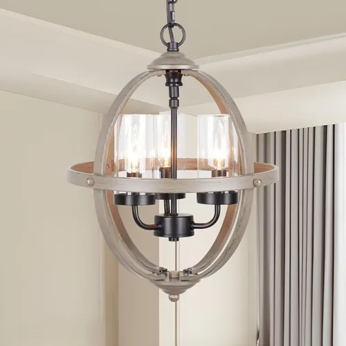 Miniatura 13 de Treekee Candelabro Globo de 20'', Candelabros de Níquel Cepillado, Candelabro Orbe Moderno de 4 Luces, Lujosa Lámpara Colgante con Pantalla