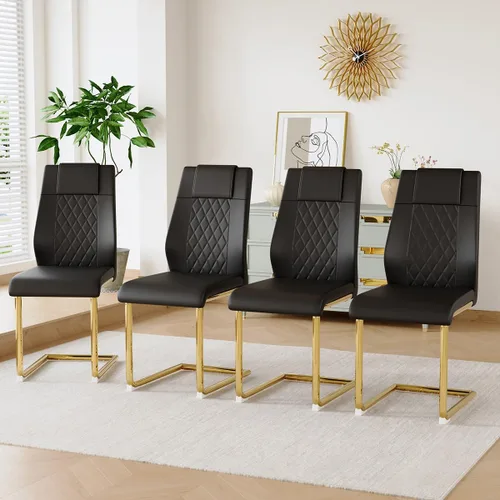 Miniatura 34 de gopop Juego de 4 sillas de comedor, modernas sillas de cocina y comedor con patas de metal galvanizado, sillas laterales tapizadas para comedor