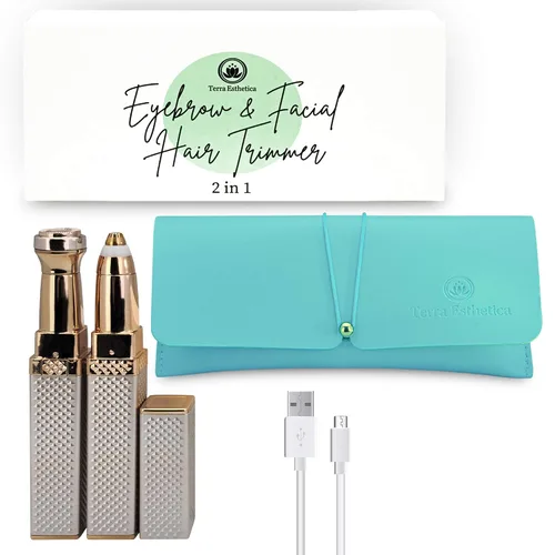 Miniatura 3 de Recortadora de cejas y vello facial 2 en 1, depiladora recargable sin dolor, fácil de usar, afeitadora perfecta para cejas, cara, labios superiores