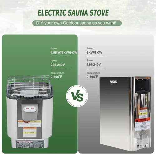 Miniatura 11 de Smartmak Sauna de vapor de barril al aire libre personalizada, 2-10 personas de cicuta canadiense/cedro rojo tradicional sala de sauna de madera
