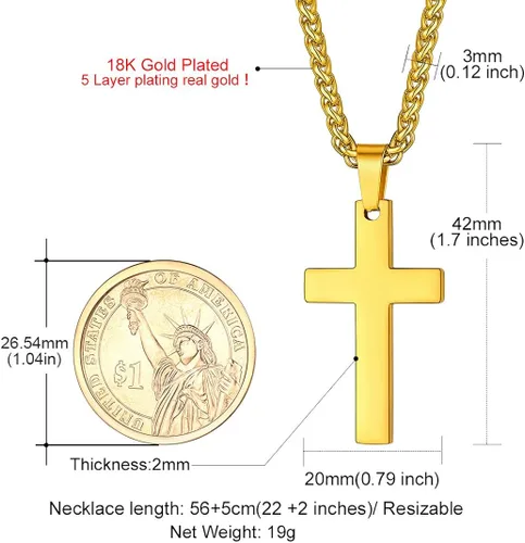 Miniatura 5 de GOLDCHIC JEWELRY Colgante personalizado de cruz INRI, Crucifijo milagrosoVirgen María con cadena, joyería de Cristaio para mujeres y hombres