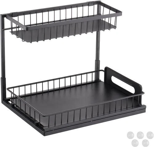 Miniatura 9 de VEVOR Organizador de gabinete extraíble de 2 niveles (10.7 pulgadas de ancho x 14.2 pulgadas de profundidad), organizador y almacenamiento debajo