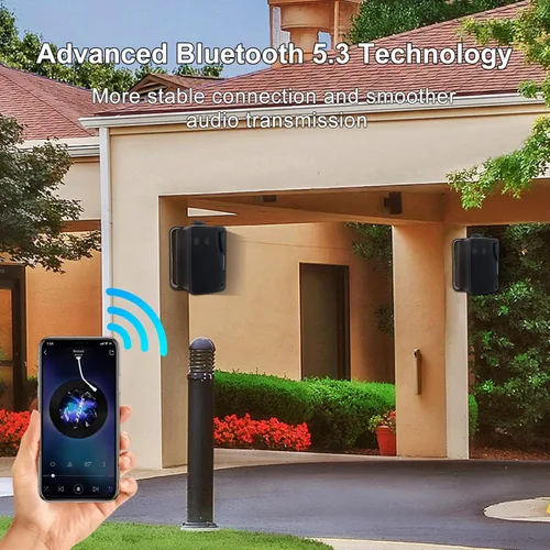 Miniatura 5 de STUDIOFINIX Altavoces Bluetooth de 3.5 Pulgadas para Exteriores Impermeables con Cable, Altavoces de 3 Vías de 200W de Montaje en Pared Premium