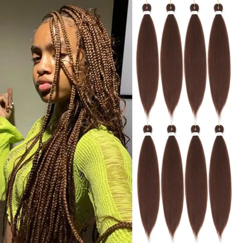 Miniatura 13 de Extensiones de cabello trenzado preestirado colorido, 3 colores, mezcla de cabello trenzado para niñas, 26 pulgadas, 3 paquetes