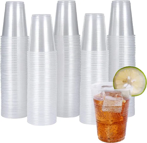 Turbo Bee Paquete de 300 vasos de plástico transparente de 9 onzas, vasos desechables para enjuague bucal, ideales para whisky, degustación de