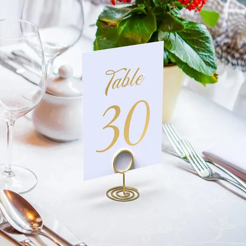 Miniatura 2 de Números de mesa dorados del 1 al 30 con 30 soportes dorados para números de mesa