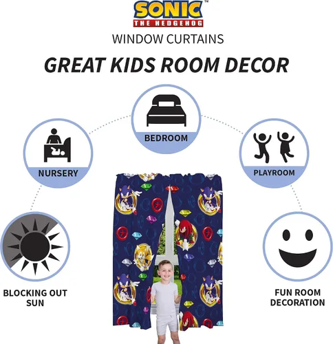 Miniatura 7 de Franco Sonic The Hedgehog - Juego de ropa de cama y cortinas para ventana